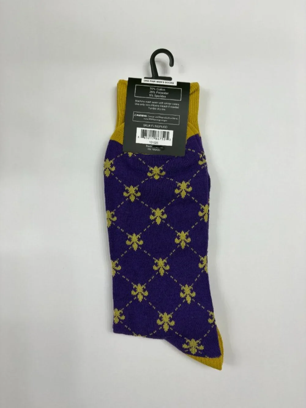 Men's Fleur-de-lis Socks - Purple W/ Yellow/ Gold- NWT